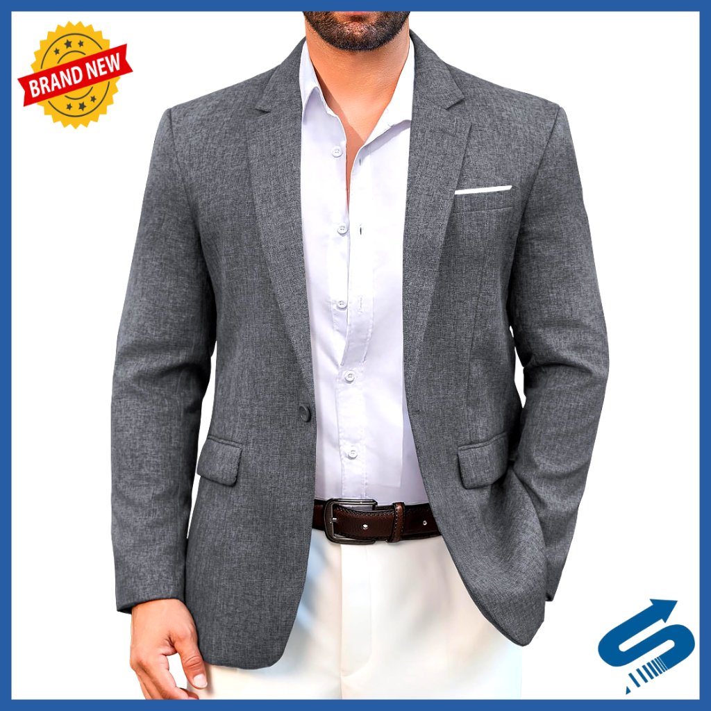 Men's Slim Fit Lightweight Blazer Sport Coat One Button Casual Business